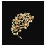 Vintage Golden Floral Brooch