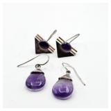 Sterling Silver & Purple Stone Earrings