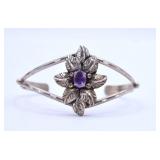 13.5g Sterling Purple Gemstone Cuff Bracelet
