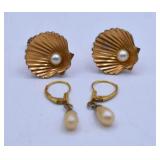 Vintage Krementz & Anson Faux Pearl Earrings