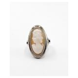 Sterling Silver Cameo Ring Sz 6