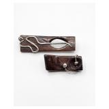Teak Wood & Sterling Brooch Pins