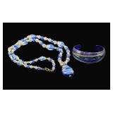 Art Glass Beaded Necklace & Cuff Bracelet