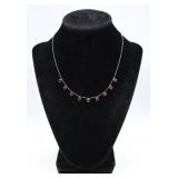 2.3g Sterling Silver & Garnet Stone Necklace