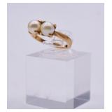 1.9g 14k Gold Custom Twin Pearl Ring