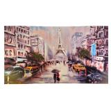 Modern Parisian Street Scene Print on Canvas