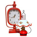 Vintage-style Clock & Enamel Shade Oil Lamp