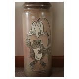 Vintage German Pottery Frog Motif Umbrella Holder