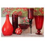 Decorative Red Glass Vases ++