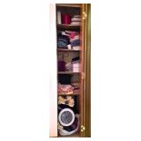 Bathroom Closet Contents - Towels, Clock, Mirror +