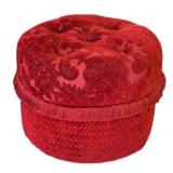 Tufted Red Footstool Ottoman