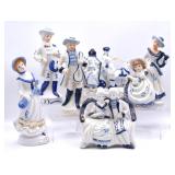 Vintage Blue & White Porcelain Figures