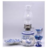 Blue & White Porcelain Oil Lamp, Duck Bank +