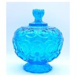 LE Smith Glass Colonial Blue Moon & Stars Compote