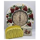 Ceramic Strawberry Clock & Napkin Holders