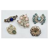5 Vintage Brooch Pins