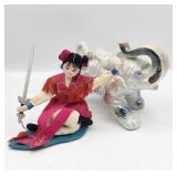 Chinese Souvenir Doll & Luster Elephant