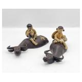 Chinese Mudmen Pottery Water Buffalo Figures