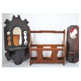 Wood & Mirror Wall Sconces & Magazine Rack