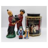 Asian Style Figures, Tin & S&P Shakers