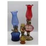 3 Mini Glass Oil Lamps
