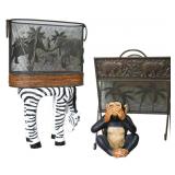 Jungle Decor - Magazine Rack, Zebra Stool +