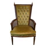 Mid-Century High-back Cane Arm Chair