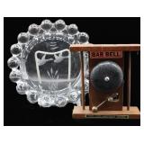 Duck Motif Glass Ashtray & Bar Bell