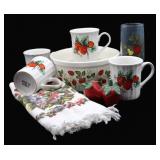 Strawberry Casserole Dish, Mugs, S&P ++
