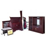 Sleigh Bed Frame, Mirror, Entertainment Center