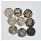 1942 & 43 Silver Jefferson Nickels (9)
