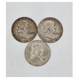 Silver Franklin Half Dollars (3)