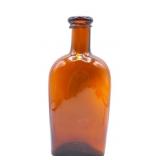 Antique Amber Glass Whiskey Flask Bottle