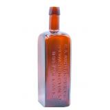 Antique CA Richards Amber Glass Medicine Bottle