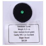 .29cts Blue Green Spinel Appraised Gemstone