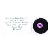 3.74cts Blue Violet Sapphire Appraised Gemstone