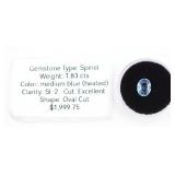 1.83cts Med. Blue Spinel Appraised Gemstone
