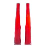 Red Hand Blown Textured Art Glass Vases