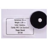1.08cts White Zircon Appraised Gemstone