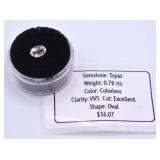 .78cts White Topaz Appraised Gemstone