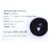 .89cts Tanzanite Trillion Cut Appraised Gemstones