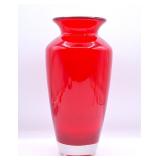 Red Clear Cased Crystal Glass Vase