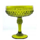 Indiana Glass Avocado Diamond Point Pedestal