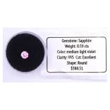 .59cts Light Violet Sapphire Appraised Gemstone