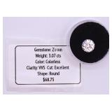 3.07cts White Zircon Appraised Gemstone