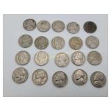 Group Of 20 Jefferson Nickels 1940 to 1964