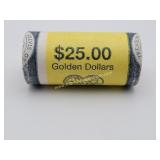 Roll Of 25) 2000 P Sacagawea Golden Dollar Coins