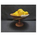 Decorative Wood Footed Bowl & Faux Lemons