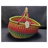 Large African Market Basket - Pink/Green