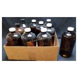 Group Of 10 Amber or Brown Color Glass Bottles